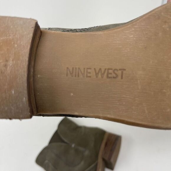 Nine West Women's Jupiter Ankle Boots Mid Heel Suede Olive Green Size 5.5M - Picture 8 of 9